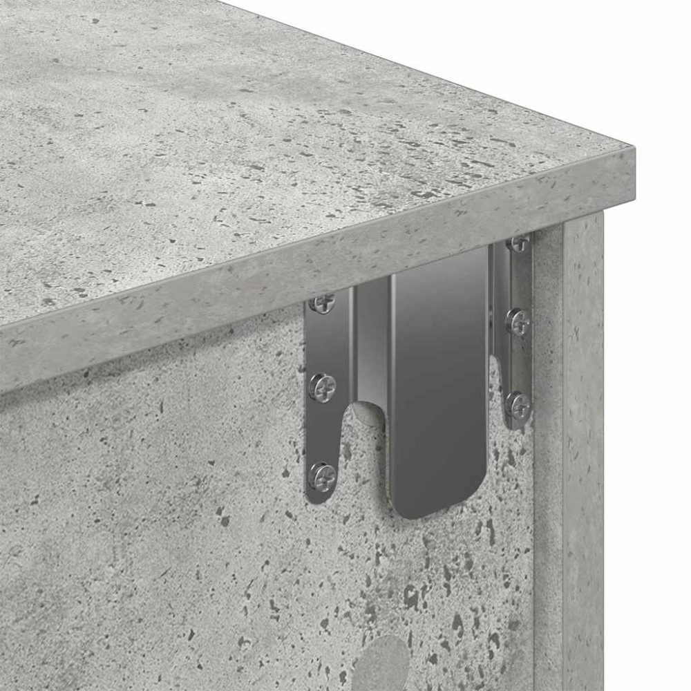 Produktbild för Vägghylla med lådor betonggrå 80x31x17 cm konstruerat trä