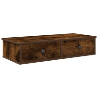 Produktbild för Vägghylla med lådor rökfärgad ek 80x31x17 cm konstruerat trä