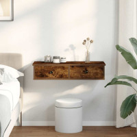 Produktbild för Vägghylla med lådor rökfärgad ek 80x31x17 cm konstruerat trä