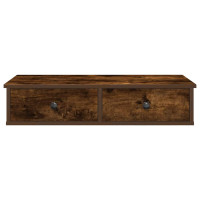 Produktbild för Vägghylla med lådor rökfärgad ek 80x31x17 cm konstruerat trä