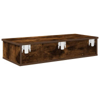 Produktbild för Vägghylla med lådor rökfärgad ek 80x31x17 cm konstruerat trä