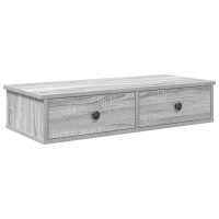 Produktbild för Vägghylla med lådor grå sonoma 80x31x17 cm konstruerat trä