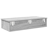 Produktbild för Vägghylla med lådor grå sonoma 80x31x17 cm konstruerat trä