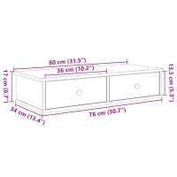 Produktbild för Vägghylla med lådor åldrat trä 80x31x17 cm konstruerat trä