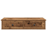 Produktbild för Vägghylla med lådor åldrat trä 80x31x17 cm konstruerat trä