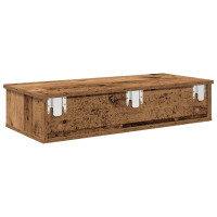 Produktbild för Vägghylla med lådor åldrat trä 80x31x17 cm konstruerat trä
