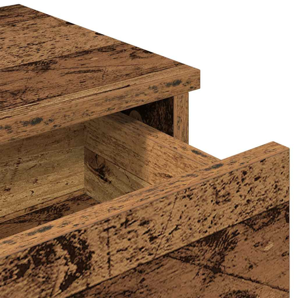 Produktbild för Vägghylla med lådor åldrat trä 80x31x17 cm konstruerat trä