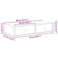 Produktbild för Vägghylla med lådor ek 80x31x17 cm konstruerat trä
