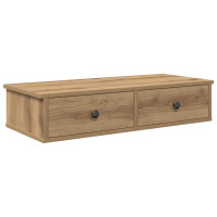 Produktbild för Vägghylla med lådor ek 80x31x17 cm konstruerat trä