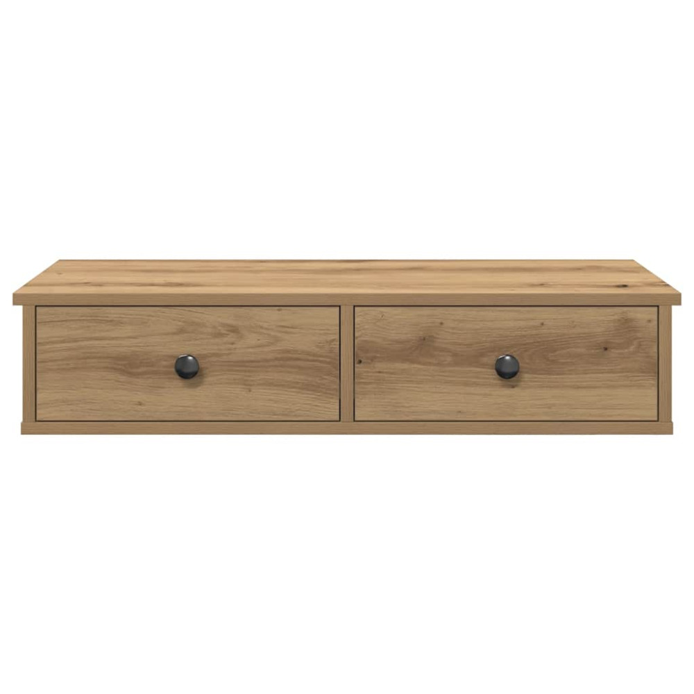 Produktbild för Vägghylla med lådor ek 80x31x17 cm konstruerat trä