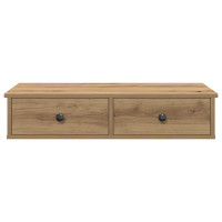 Produktbild för Vägghylla med lådor ek 80x31x17 cm konstruerat trä