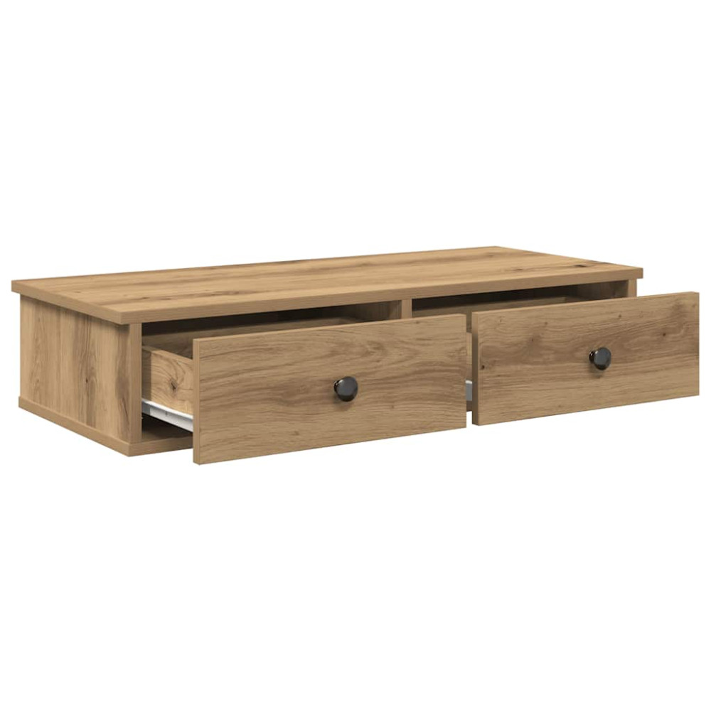 Produktbild för Vägghylla med lådor ek 80x31x17 cm konstruerat trä