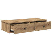 Produktbild för Vägghylla med lådor ek 80x31x17 cm konstruerat trä