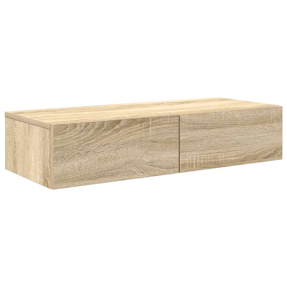 Produktbild för Vägghylla med lådor sonoma-ek 80x33x17 cm konstruerat trä