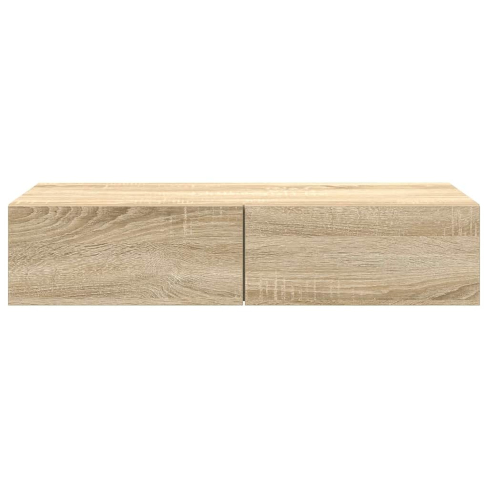 Produktbild för Vägghylla med lådor sonoma-ek 80x33x17 cm konstruerat trä