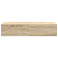 Produktbild för Vägghylla med lådor sonoma-ek 80x33x17 cm konstruerat trä
