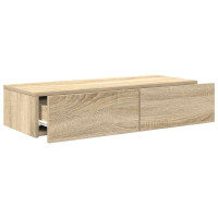 Produktbild för Vägghylla med lådor sonoma-ek 80x33x17 cm konstruerat trä