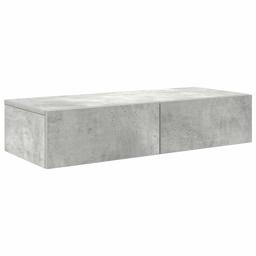 Produktbild för Vägghylla med lådor betonggrå 80x33x17 cm konstruerat trä