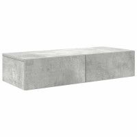 Produktbild för Vägghylla med lådor betonggrå 80x33x17 cm konstruerat trä