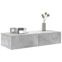 Produktbild för Vägghylla med lådor betonggrå 80x33x17 cm konstruerat trä