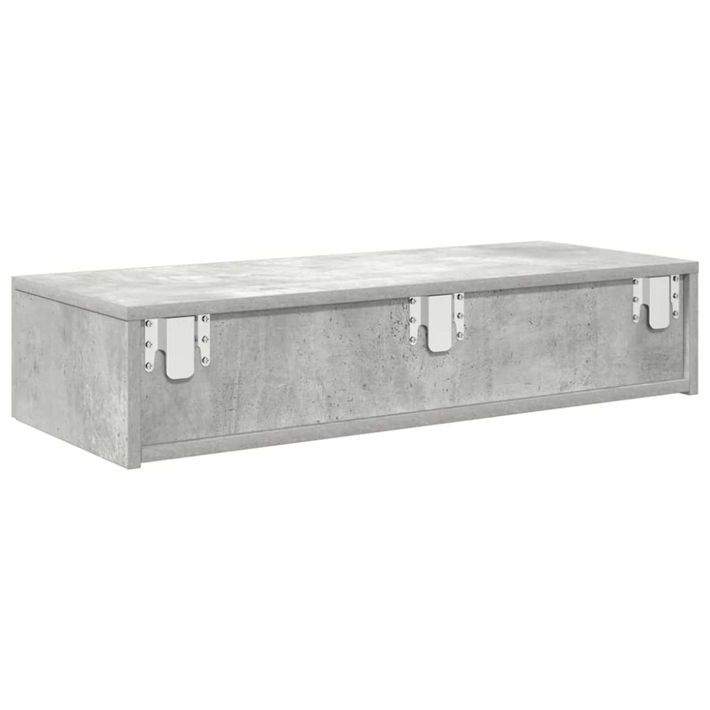 Produktbild för Vägghylla med lådor betonggrå 80x33x17 cm konstruerat trä