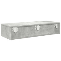 Produktbild för Vägghylla med lådor betonggrå 80x33x17 cm konstruerat trä