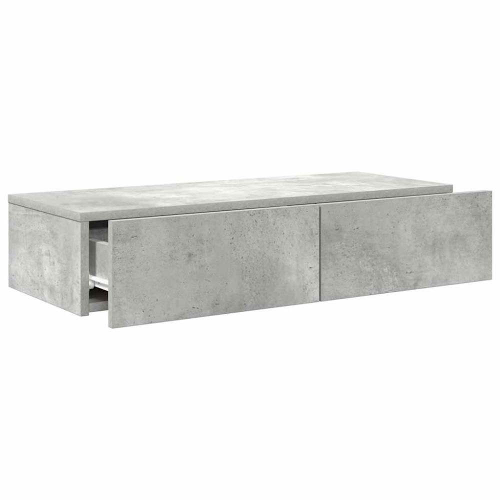 Produktbild för Vägghylla med lådor betonggrå 80x33x17 cm konstruerat trä