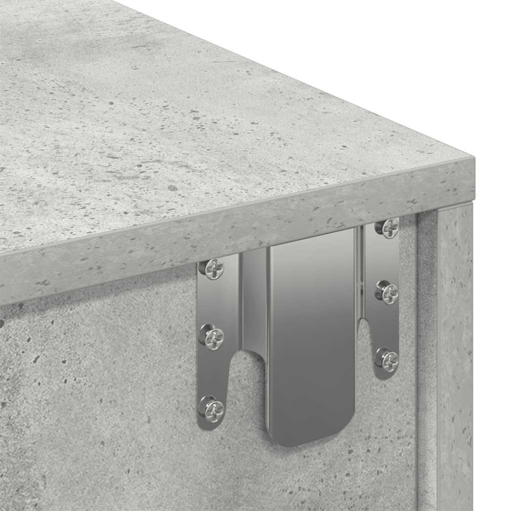 Produktbild för Vägghylla med lådor betonggrå 80x33x17 cm konstruerat trä