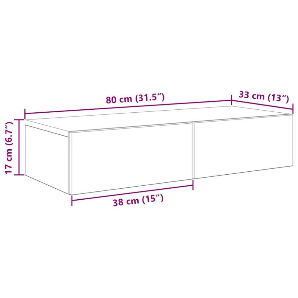 Produktbild för Vägghylla med lådor rökfärgad ek 80x33x17 cm konstruerat trä