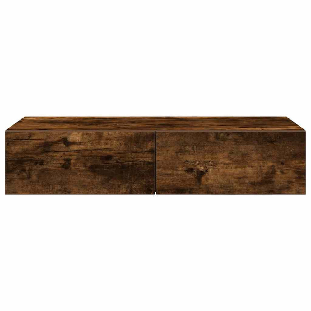 Produktbild för Vägghylla med lådor rökfärgad ek 80x33x17 cm konstruerat trä
