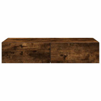 Produktbild för Vägghylla med lådor rökfärgad ek 80x33x17 cm konstruerat trä