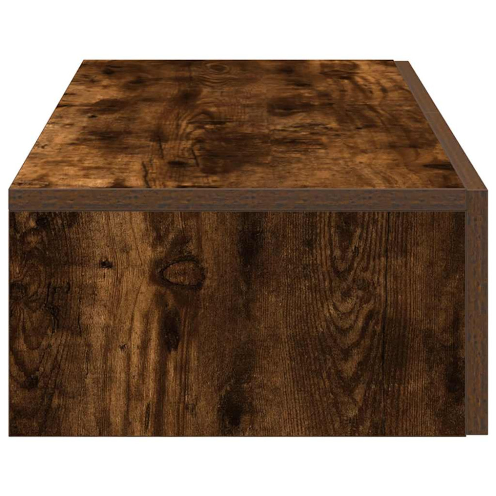 Produktbild för Vägghylla med lådor rökfärgad ek 80x33x17 cm konstruerat trä