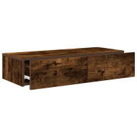 Produktbild för Vägghylla med lådor rökfärgad ek 80x33x17 cm konstruerat trä