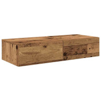 Produktbild för Vägghylla med lådor åldrat trä 80x33x17 cm konstruerat trä