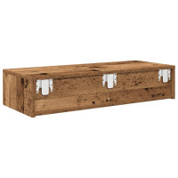 Produktbild för Vägghylla med lådor åldrat trä 80x33x17 cm konstruerat trä