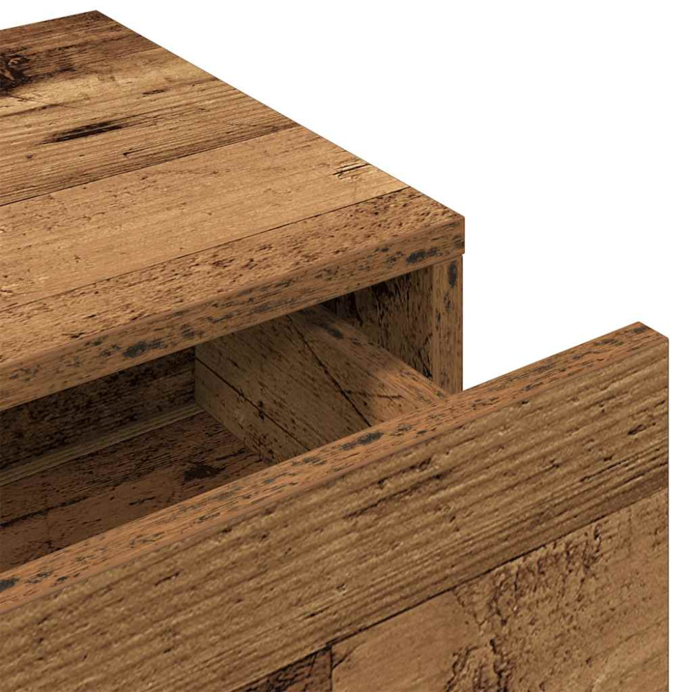 Produktbild för Vägghylla med lådor åldrat trä 80x33x17 cm konstruerat trä