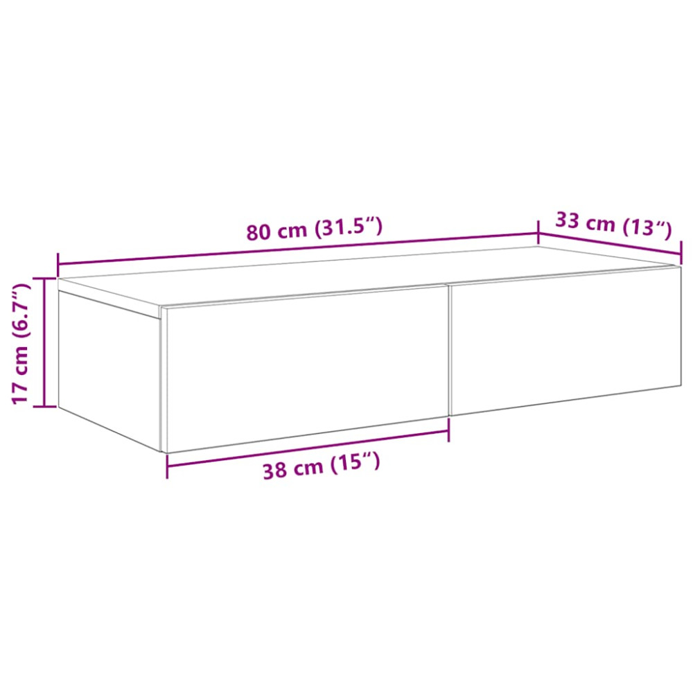 Produktbild för Vägghylla med lådor ek 80x33x17 cm konstruerat trä