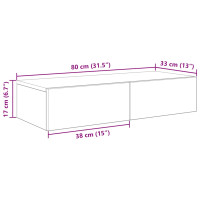Produktbild för Vägghylla med lådor ek 80x33x17 cm konstruerat trä