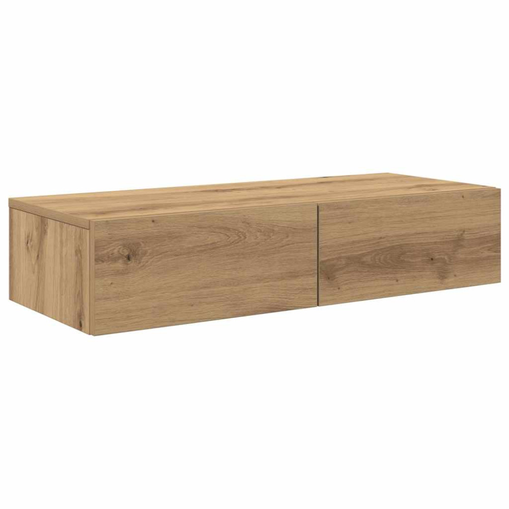 Produktbild för Vägghylla med lådor ek 80x33x17 cm konstruerat trä