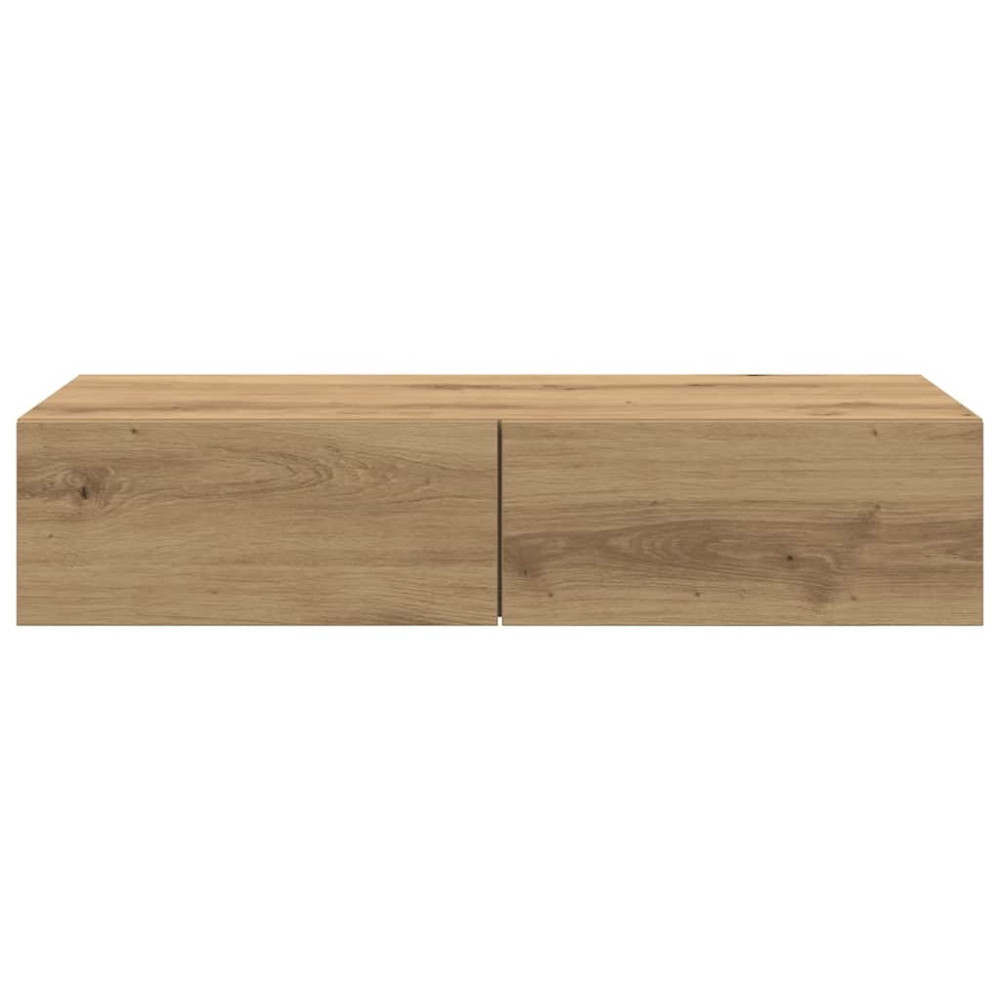 Produktbild för Vägghylla med lådor ek 80x33x17 cm konstruerat trä