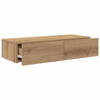Produktbild för Vägghylla med lådor ek 80x33x17 cm konstruerat trä
