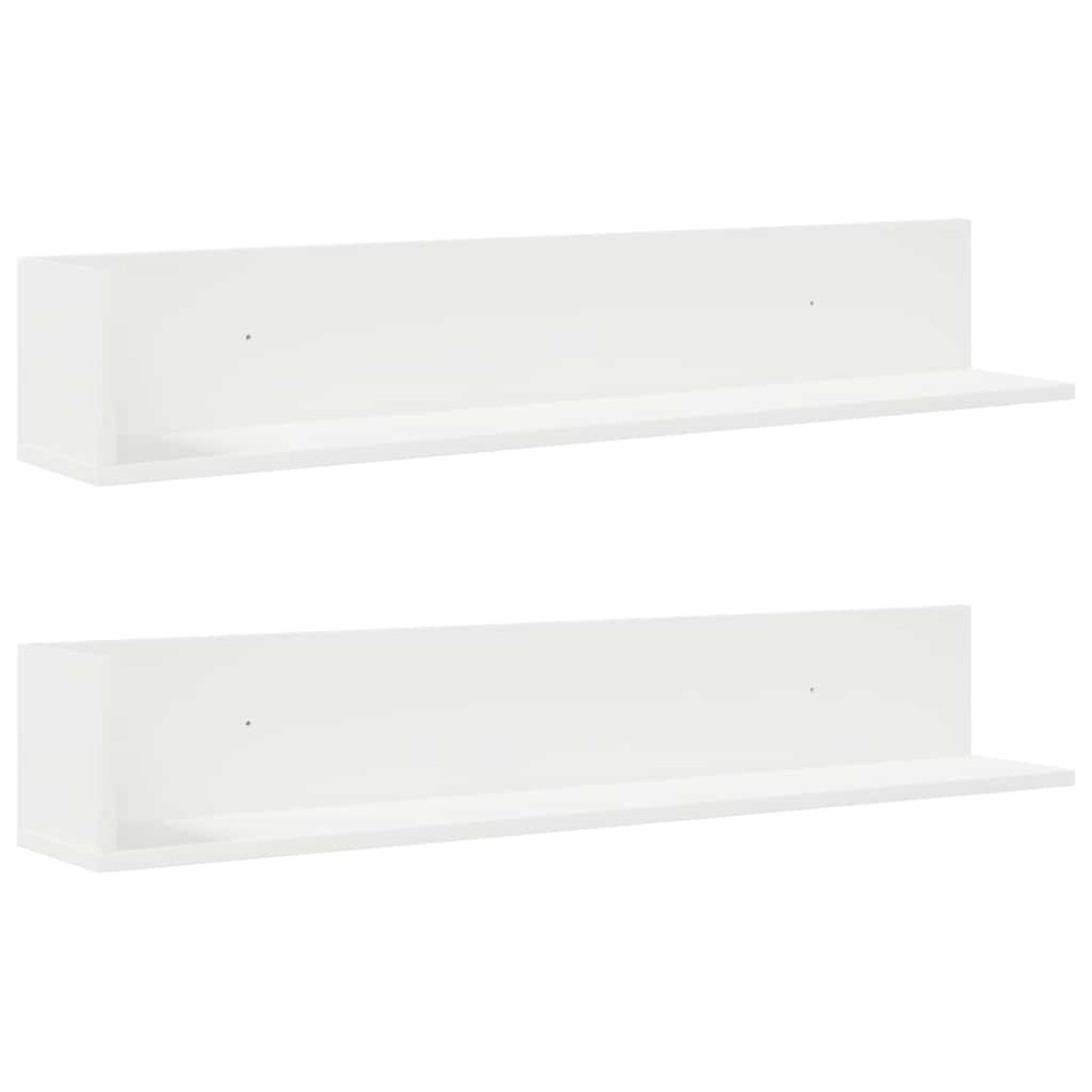 Produktbild för Vägghyllor 2 st vit 100x16,5x16,5 cm konstruerat trä