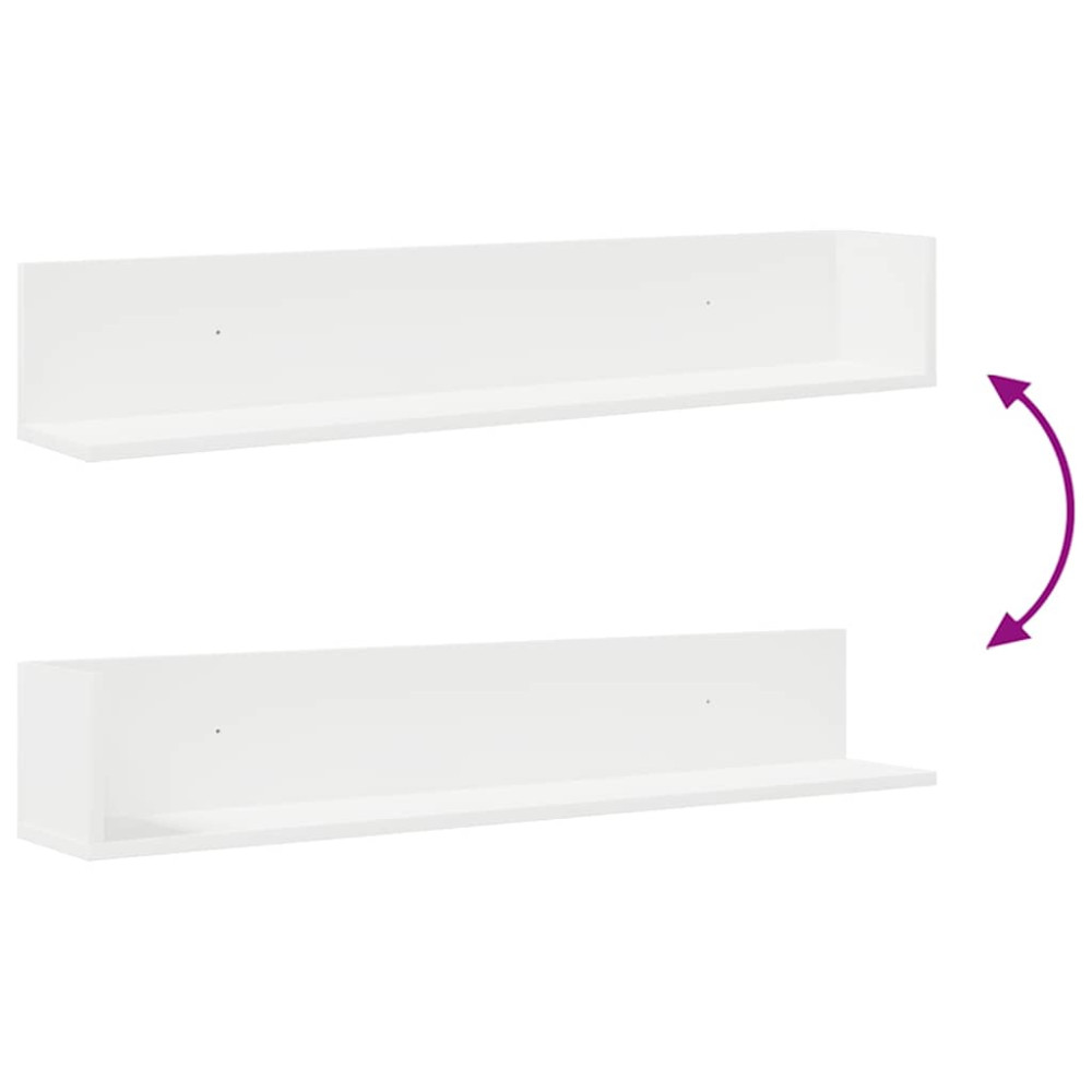 Produktbild för Vägghyllor 2 st vit 100x16,5x16,5 cm konstruerat trä