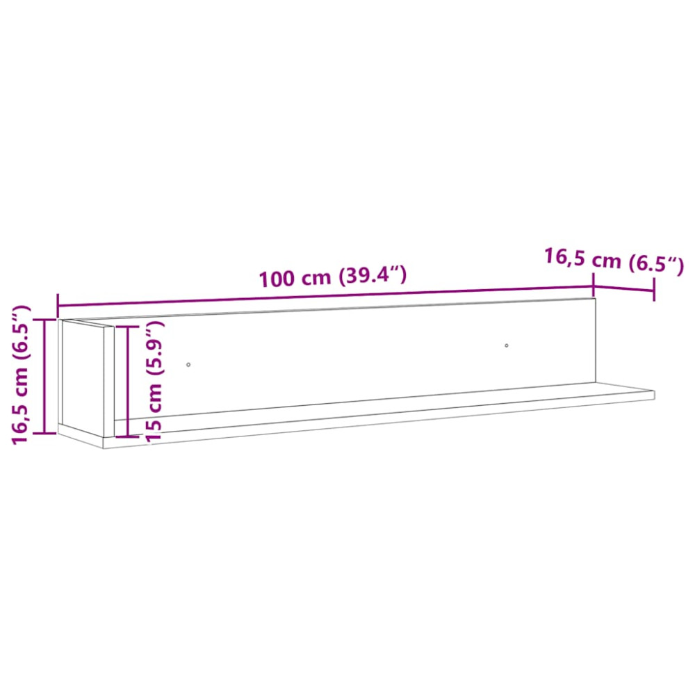 Produktbild för Vägghyllor 2 st sonoma-ek 100x16,5x16,5 cm konstruerat trä