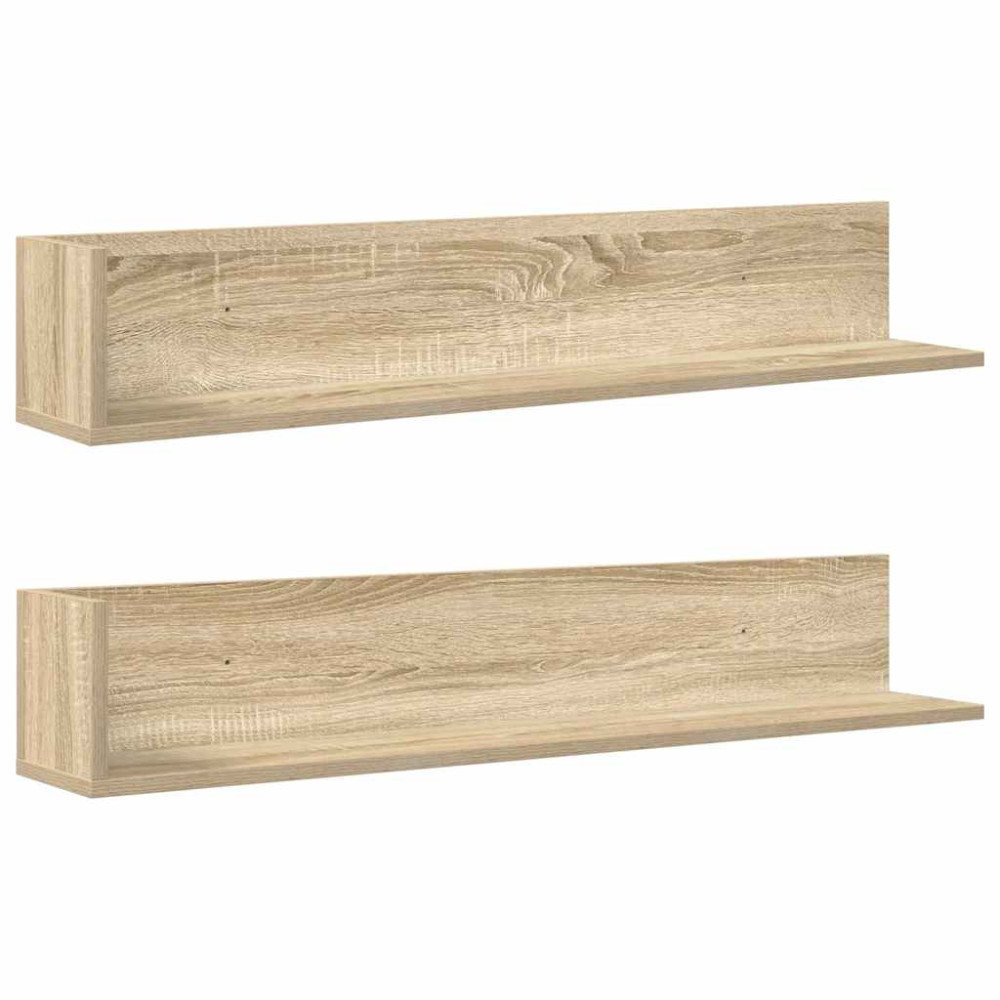 Produktbild för Vägghyllor 2 st sonoma-ek 100x16,5x16,5 cm konstruerat trä