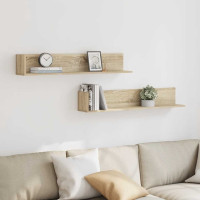 Produktbild för Vägghyllor 2 st sonoma-ek 100x16,5x16,5 cm konstruerat trä