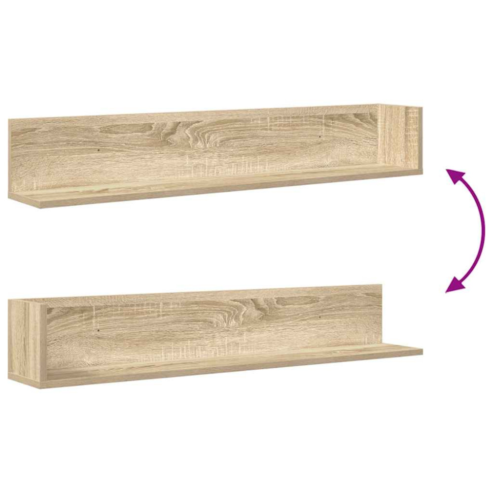 Produktbild för Vägghyllor 2 st sonoma-ek 100x16,5x16,5 cm konstruerat trä