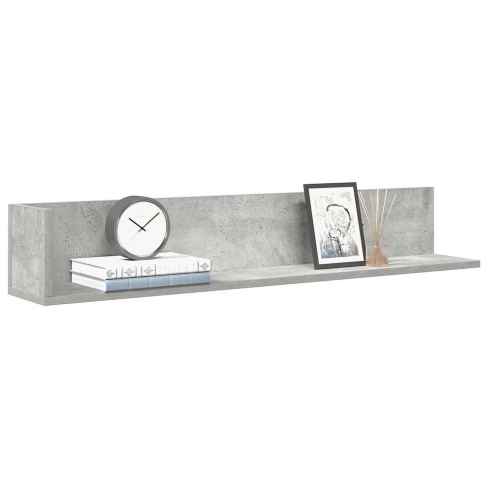 Produktbild för Vägghyllor 2 st betonggrå 100x16,5x16,5 cm konstruerat trä