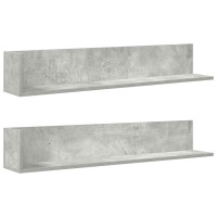 Produktbild för Vägghyllor 2 st betonggrå 100x16,5x16,5 cm konstruerat trä