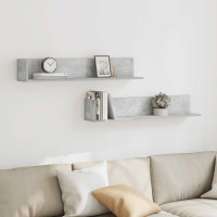 Produktbild för Vägghyllor 2 st betonggrå 100x16,5x16,5 cm konstruerat trä
